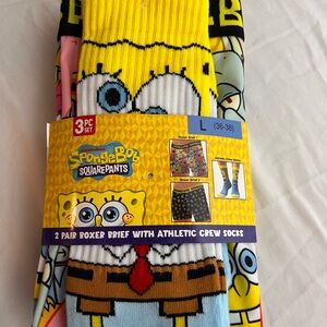 SpongeBob SquarePants 3pc Men's Underwear & Athletic Socks - Yellow, Blue, Pink